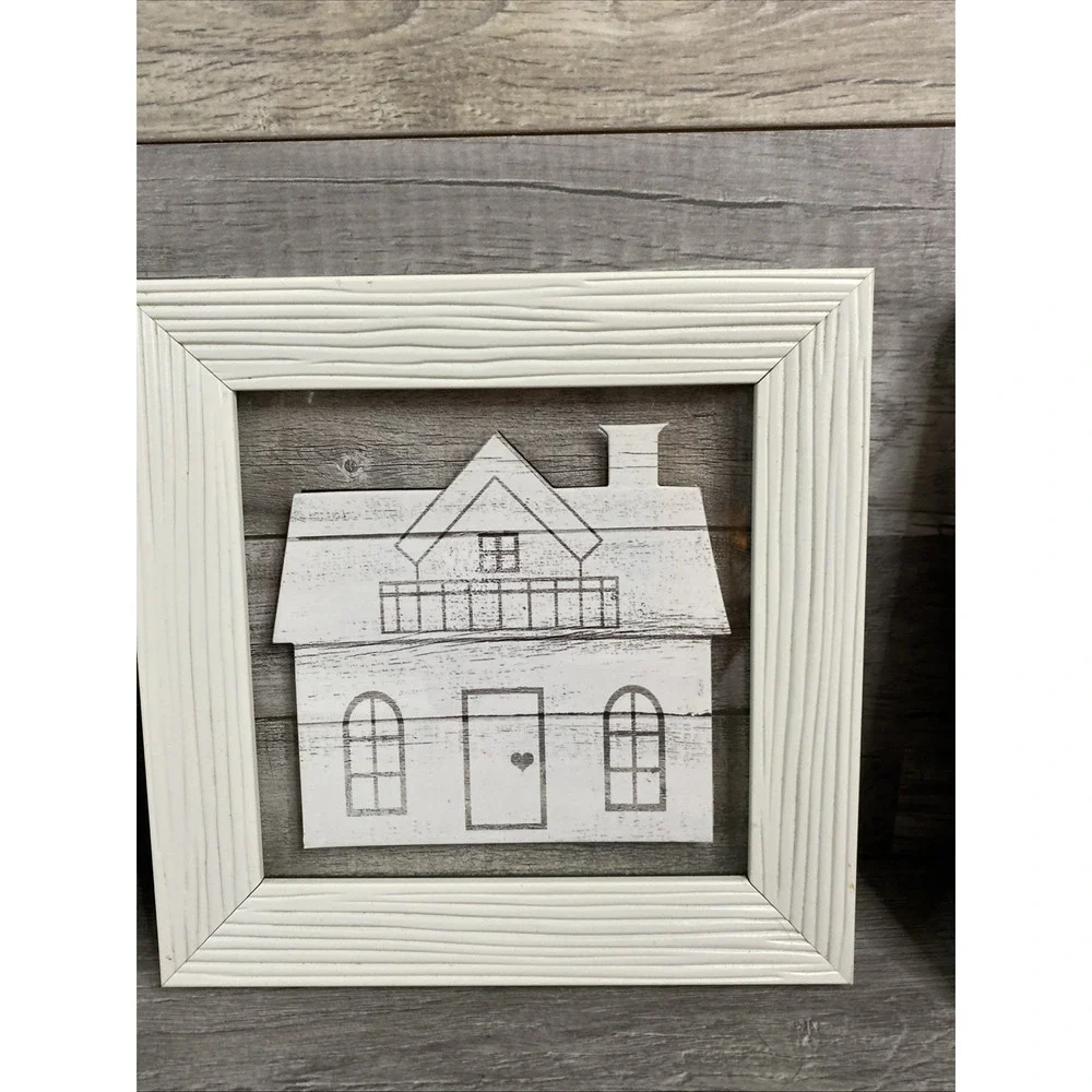 Set of 3 Farm House Framed Wall Plaques Featuring Home Theme Sentiments‎ (BD)